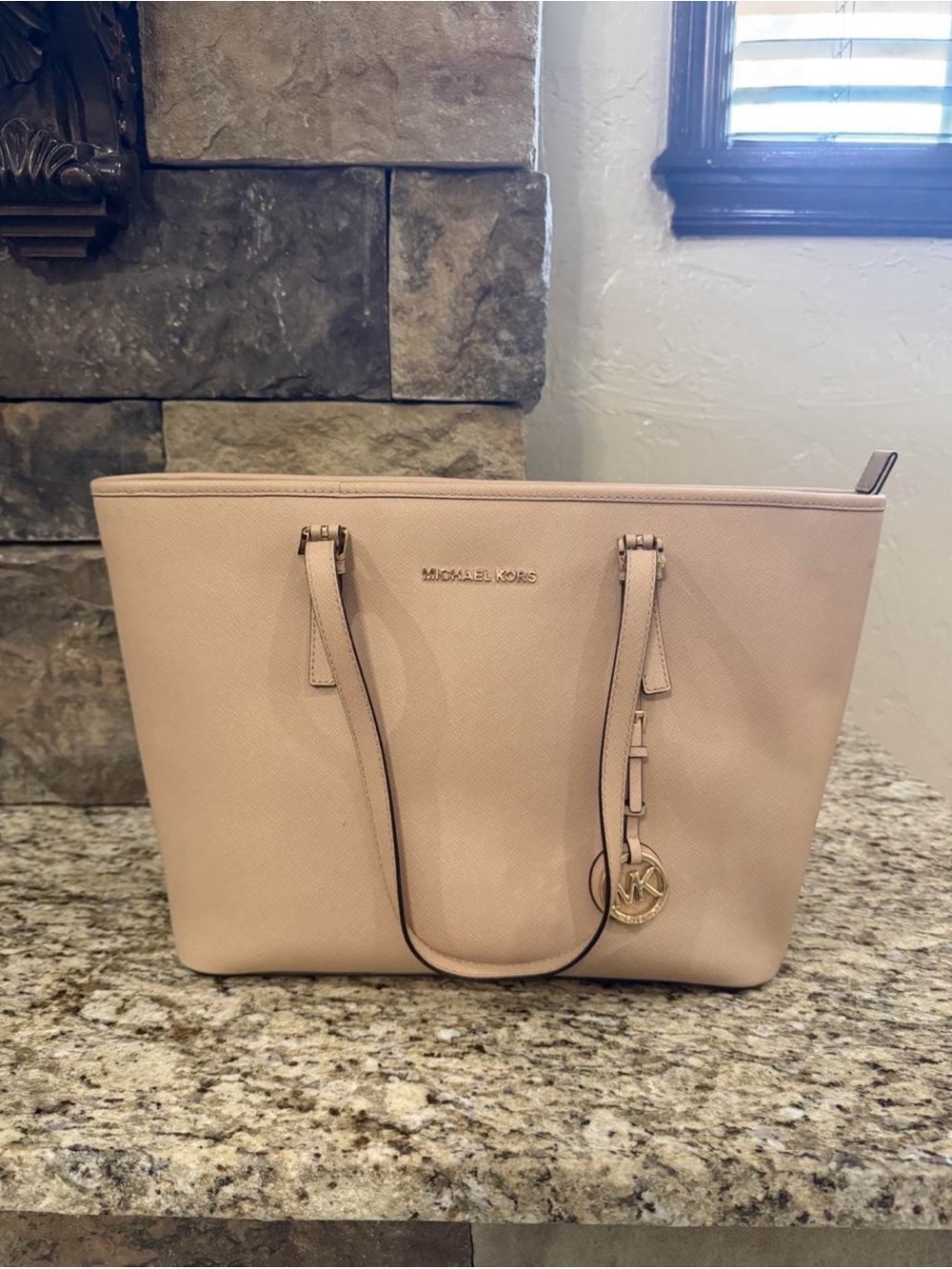 Michael Kors Blush Saffiano Leather Tote with Gold Hardware